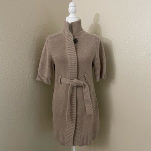 Banana Republic Factory Tan color, High Neck, Belted Cardigan